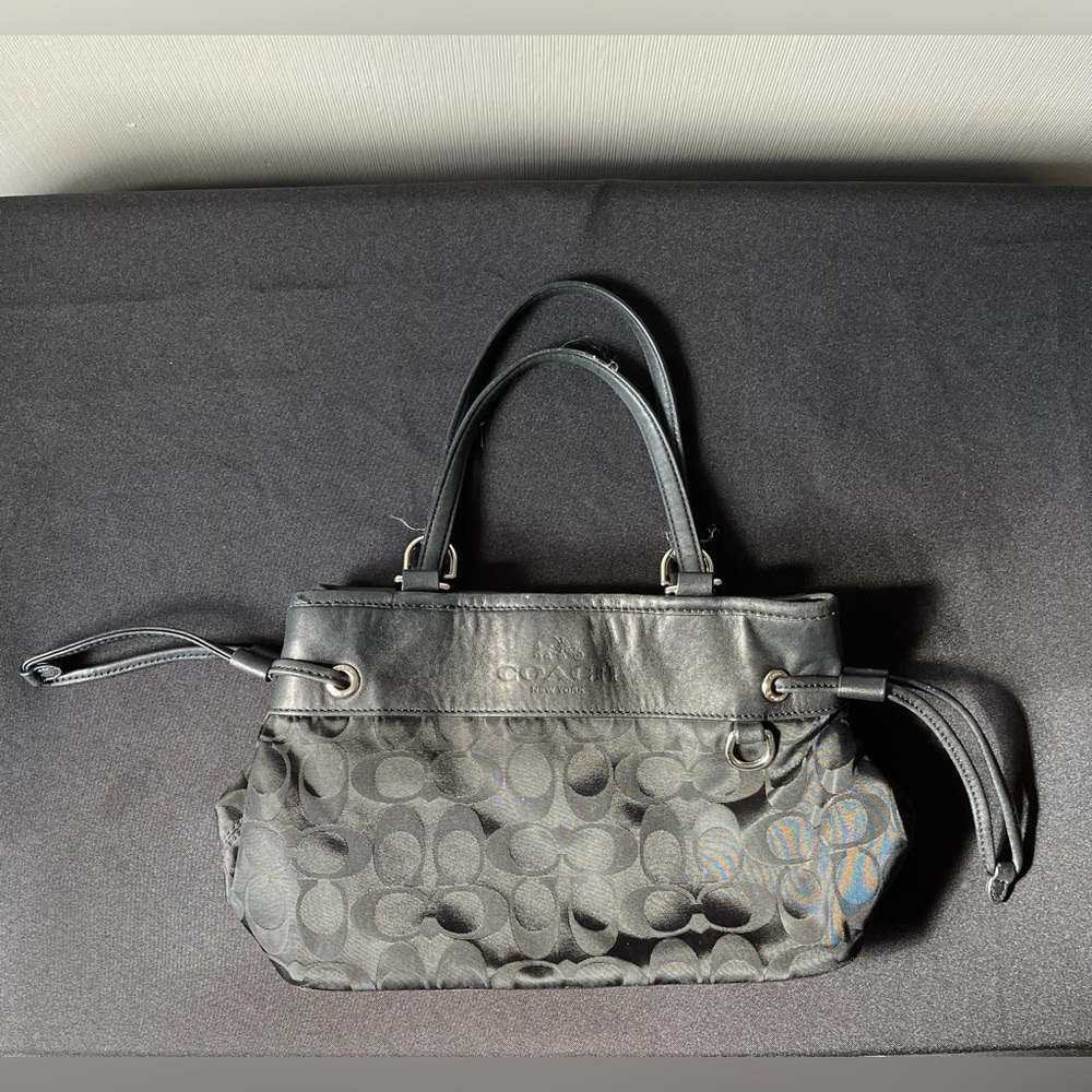 Coach 32702 Black Signature Drawstring Carryall